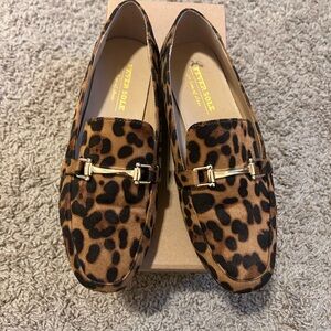 Leopard Print Women's Loafers with Gold Bit Detail